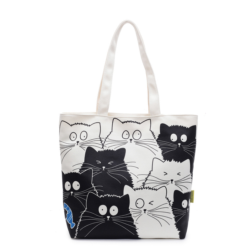 Casual canvas bag for women, large capacity 2025 new Korean version handbag, single-shoulder bag, student commuting tote bag for class Item Picture