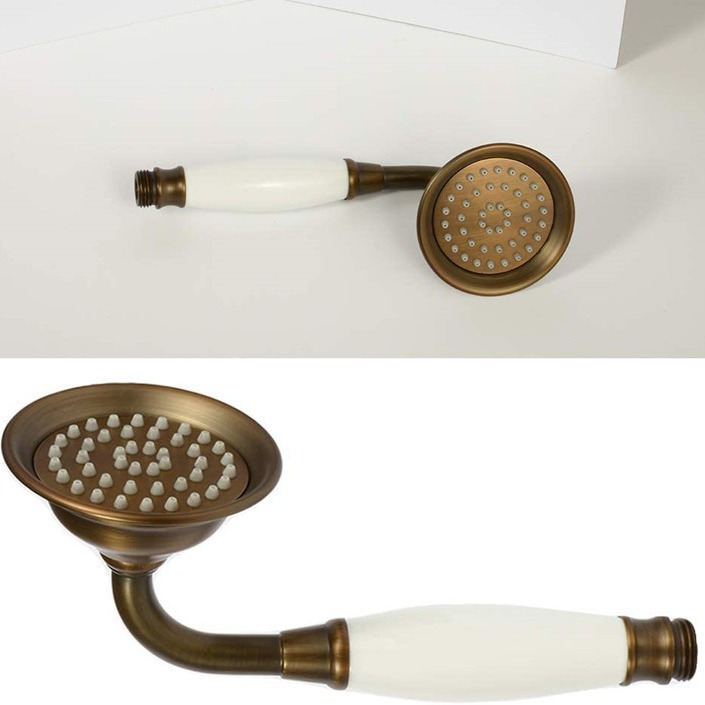 Antique all-copper faucet shower head, hand-held showerhead, retro hand-held hose shower head accessory set details Picture