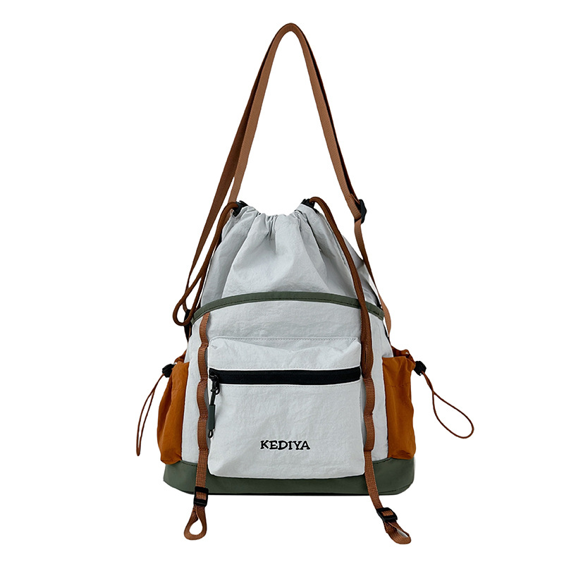 2025 New women's bucket tote bag, large-capacity single-shoulder crossbody bag, forest-style crossbody bag for college students, color-blocking travel bag Item Picture