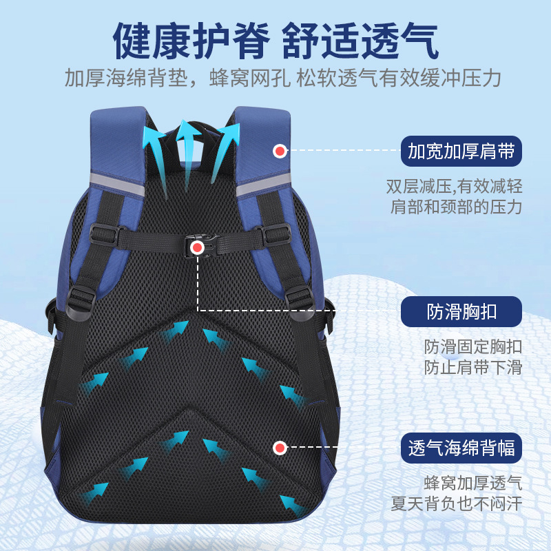 The new Astronaut primary school backpack features a large capacity, is lightweight, supports the spine and reduces the burden. It is a backpack for boys in grades 1 to 6 Specification drawing