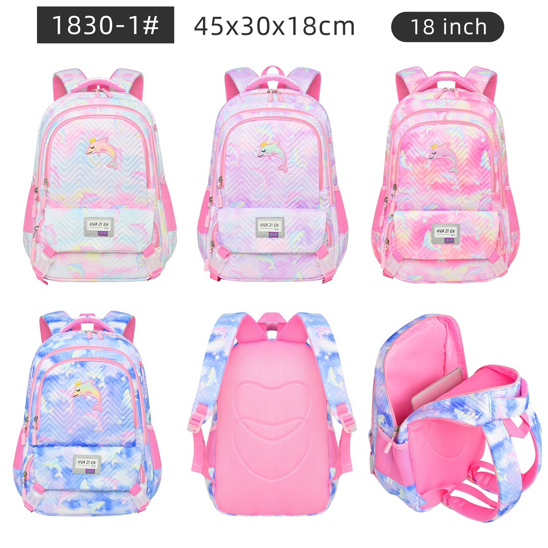 New primary school schoolbag, girl princess gradient large-capacity backpack, spine protection and burden reduction children's bag full figure