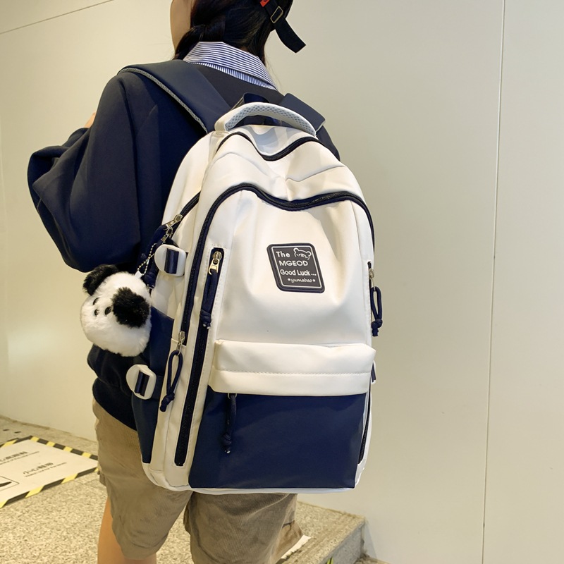 New female schoolbag, Korean version, large-capacity, simple backpack for junior and senior high school students, trendy brand, casual backpack for college students full figure