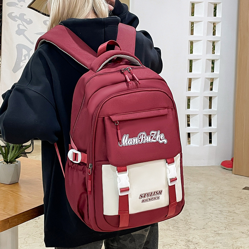 New high-quality schoolbag for junior high school students, a casual and simple backpack with a college style, and a sturdy and durable backpack for primary and secondary school students full figure