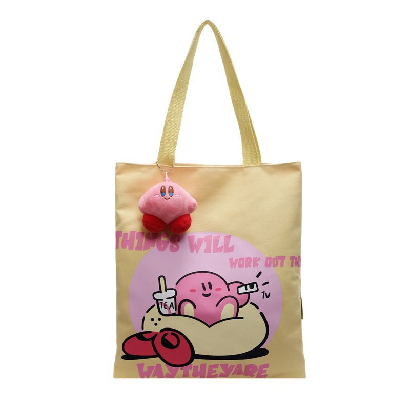 Canvas bag, cartoon handbag, ladies and students, large capacity lunch box bag, hand-held bag, cute tutorial bag, tote bag Item Picture