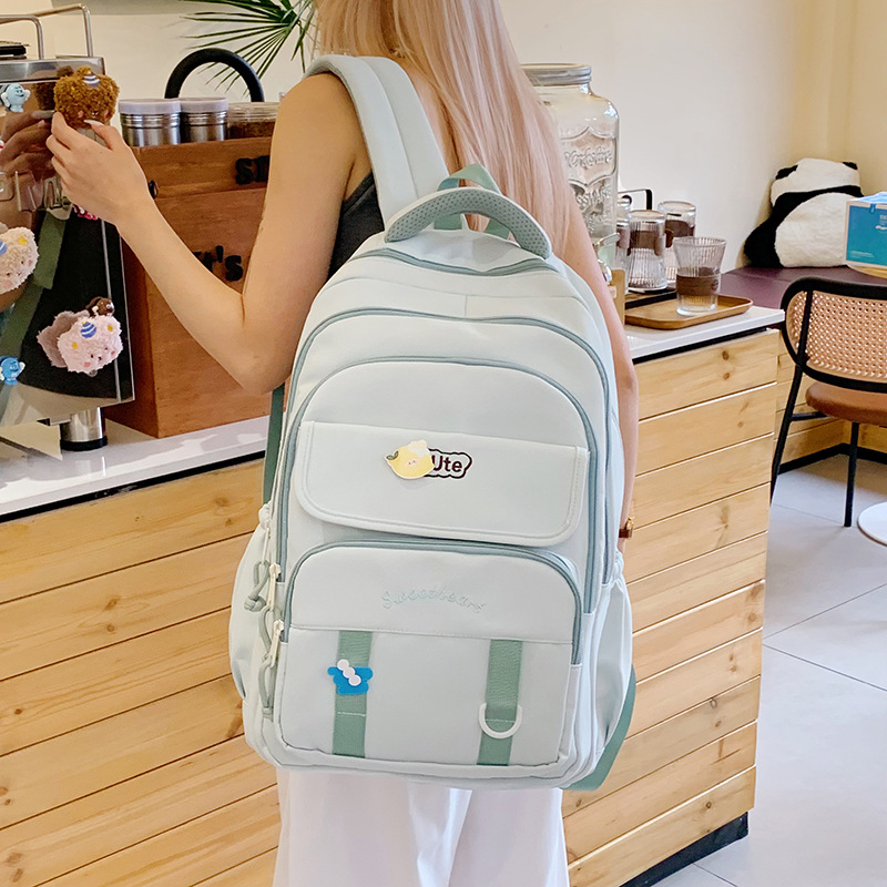 A new Japanese-style ins high-appearance-level, fresh and sweet candy-colored backpack, a simple and large-capacity backpack for junior and senior high school students details Picture