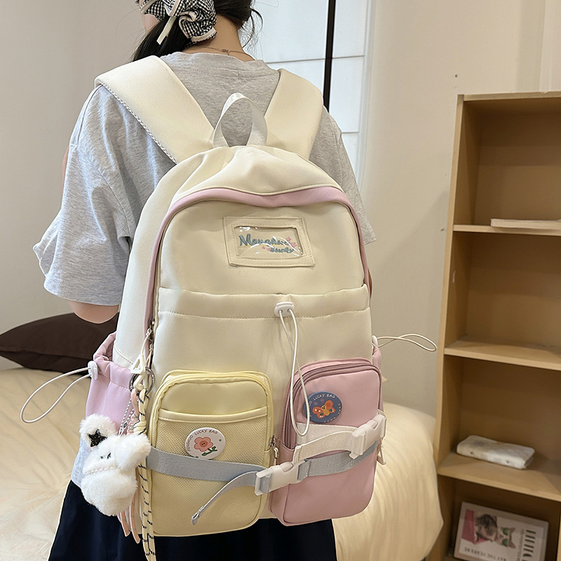 2025 New schoolbag for girls in an ins style with Korean color contrast, a multi-layered treasure backpack for junior and senior high school students details Picture