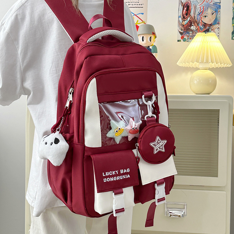 A new high-appearance-level Japanese-style, fresh, sweet and cute, transparent pain bag for junior and senior high school students full figure