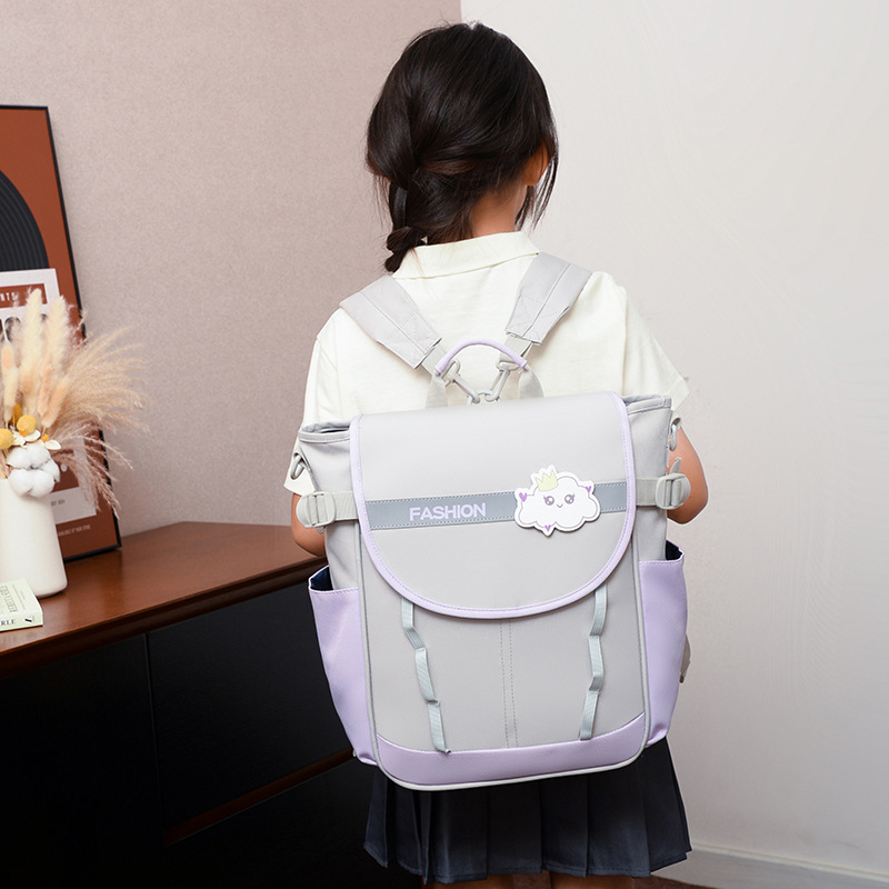 A new high-appeartion-level, fresh, sweet and color-blocking backpack for kindergarten students in grades 1 to 3, a lightweight mini backpack details Picture