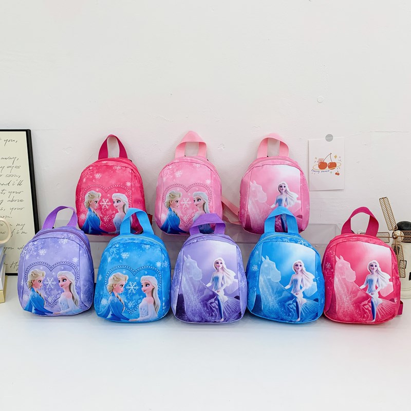 Simple cartoon children's kindergarten schoolbag, girl Frozen, girl Elsa Princess cartoon, 3-6 years old girl, double shoulders full figure