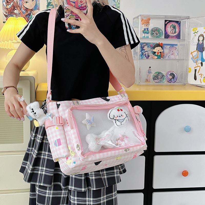 A new Japanese-style InS-style, fresh and sweet, transparent, and casual, lightweight crossbody bag for middle school students full figure