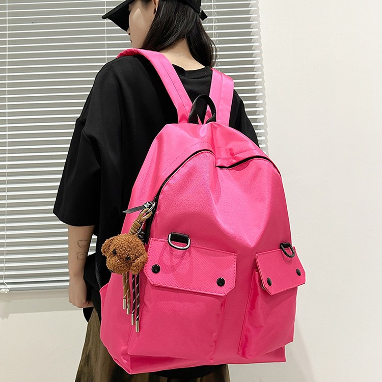 New high-appeartion-level solid-color backpack for couples, casual, simple, lightweight, commuting, fashionable and versatile, large-capacity backpack details Picture