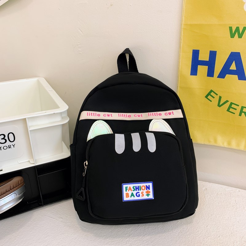2025 New children's schoolbag, cute little ears, double-shoulder backpack for boys and girls in kindergartens, color-blocked backpack for kids details Picture