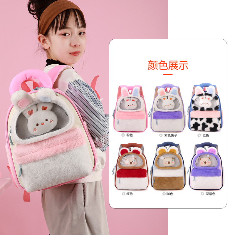 Children's Backpack 2025 New Style Casual Cartoon Bear Cute plush Baby Girl backpack, kindergarten schoolbag full figure