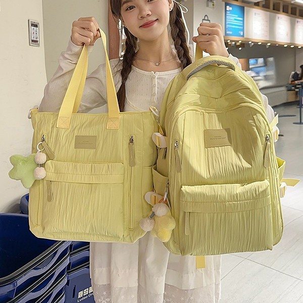 A new high-appearance-level Japanese ins fresh and sweet macaron-colored backpack, a lightweight travel backpack for junior and senior high school students details Picture