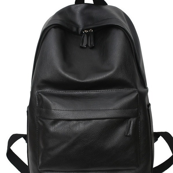 PU soft leather schoolbag, female Japanese-style college student casual travel backpack, male fashionable large-capacity casual computer backpack Item Picture