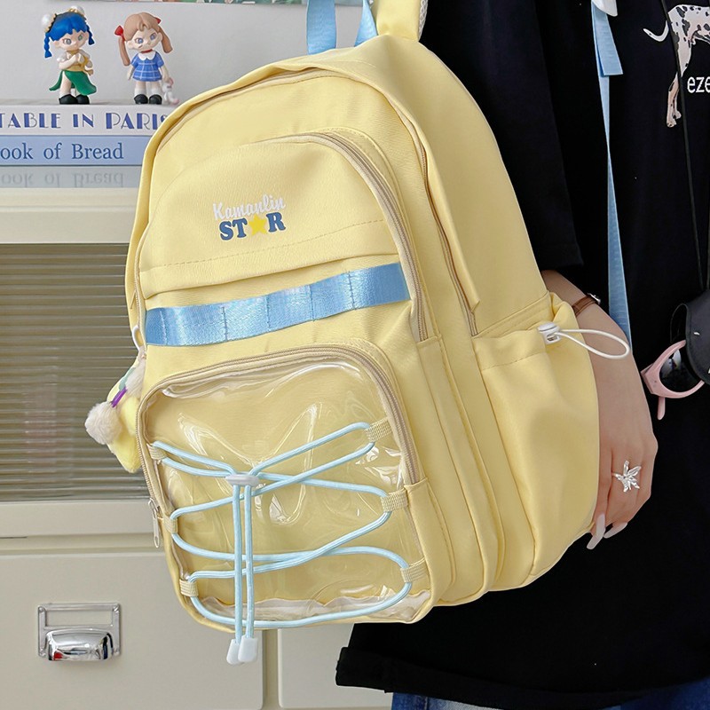 2025 High appearance level, cute star print, large capacity backpack for girls, versatile on Instagram, junior and senior high school schoolbag details Picture