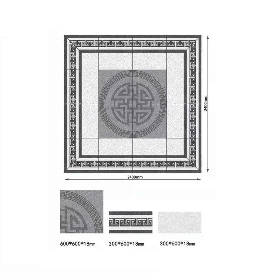 Zhongshi Villa courtyard garden, Mosaic floor, stone paving, outdoor yard, stone imitation brick, pc brick, ice crack anti-slip quartz brick Specification drawing