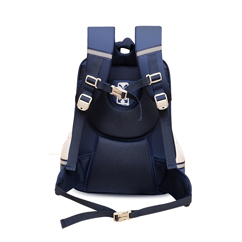 The new schoolbag for primary school students from grades one, two to three and five is a cute Korean-style backpack with multiple layers and contrasting colors Specification drawing