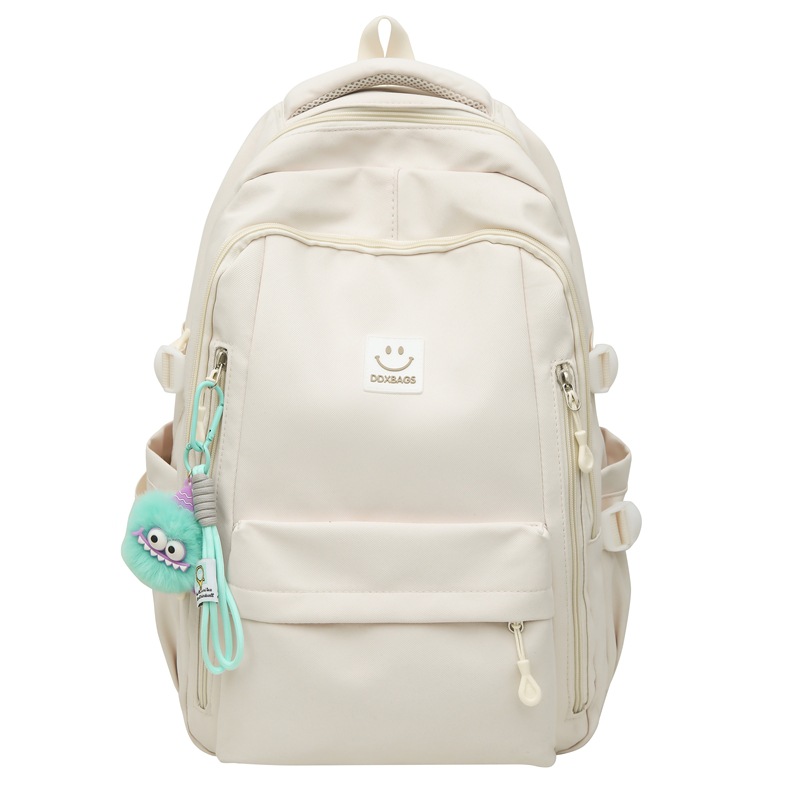 Schoolbag for junior high school girls, high appearance level, ins style, multi-compartment large capacity solid color backpack, backpacks for grades three to six Item Picture