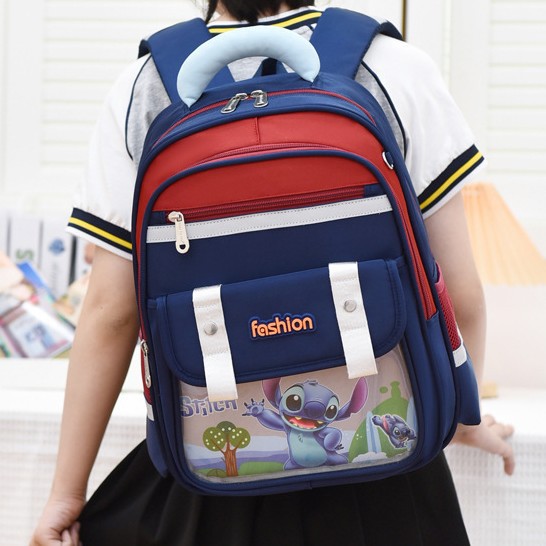 New high-quality, fresh and cute cartoon color-blocking backpacks for boys and girls in grades 1-3, lightweight backpacks details Picture