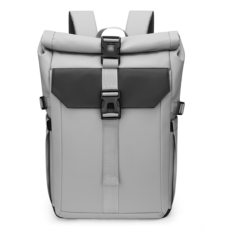 A new cross-border trendy travel backpack for men, with a folding roll opening and functional style, is a cycling backpack for outdoor leisure Item Picture