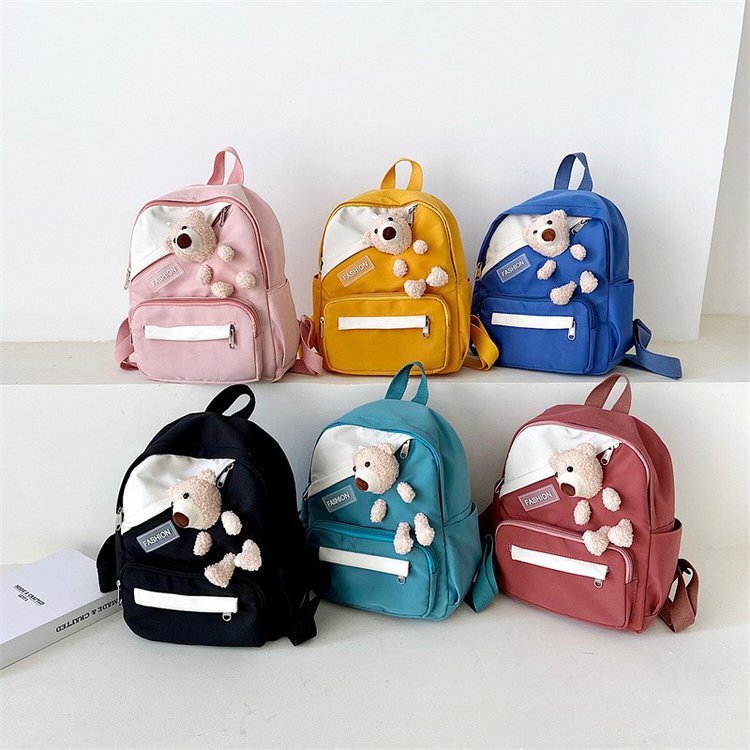 Summer new children's double-shoulder small schoolbag, cute and fashionable princess bag, simple bear girl, Korean cartoon backpack full figure