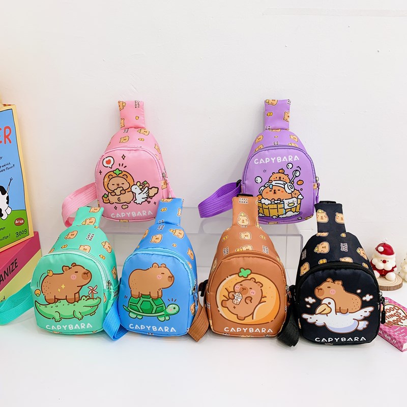 New cartoon and anime children's bags, Korean-style little girl chest bag, light and casual, single-shoulder cute crossbody bag for boys and girls full figure