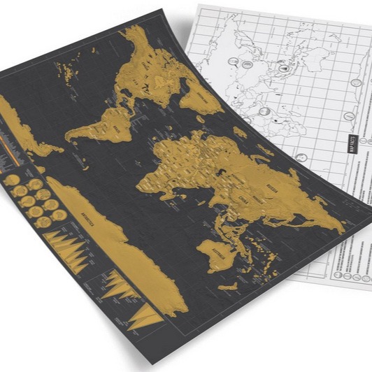 Large black map, Scratch map, large black gold map, creative gift, World Edition map, Scratch map