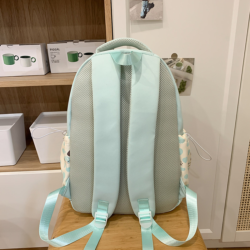 New sweet college style high school backpack for girls, leopard print patchwork two-piece backpack for primary and secondary school students Specification drawing