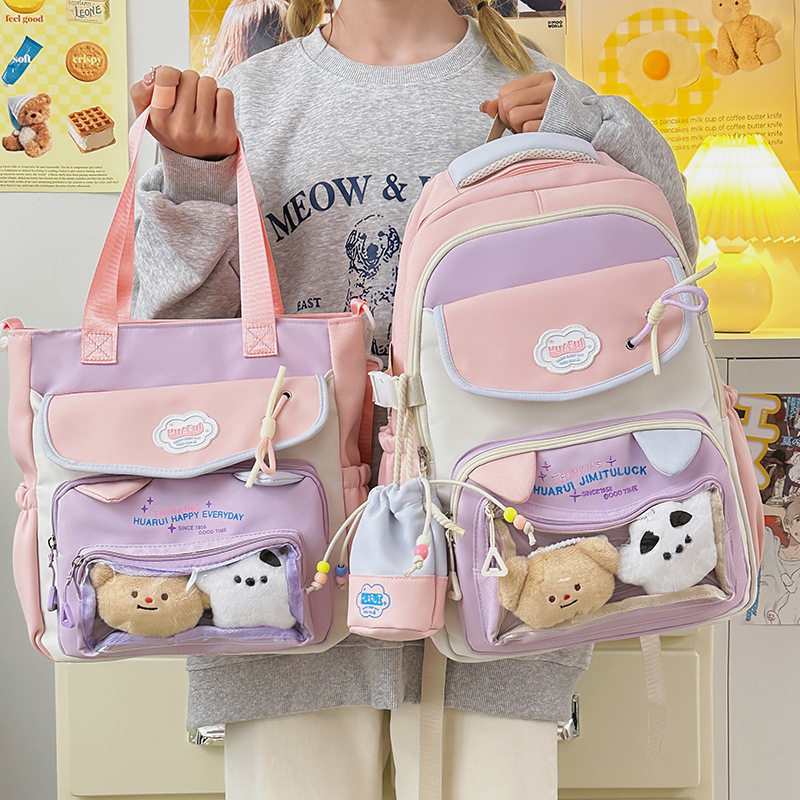 High-appearance-level InS-style waterproof schoolbag for middle and high school students, versatile pain bag, fresh and sweet backpack, simple and casual bag details Picture