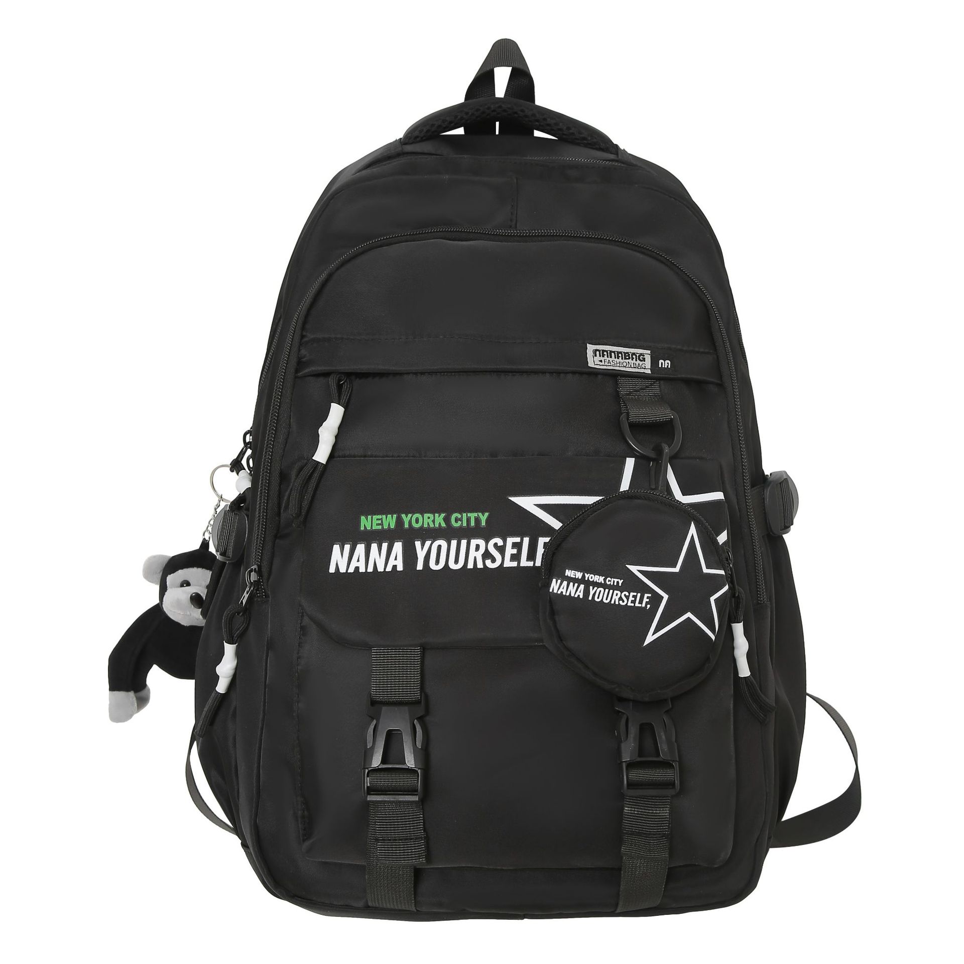 Japanese-style workwear-style schoolbag for girls, Korean-style high school and junior high school students, cool large-capacity solid-color backpack, travel backpack for men Item Picture