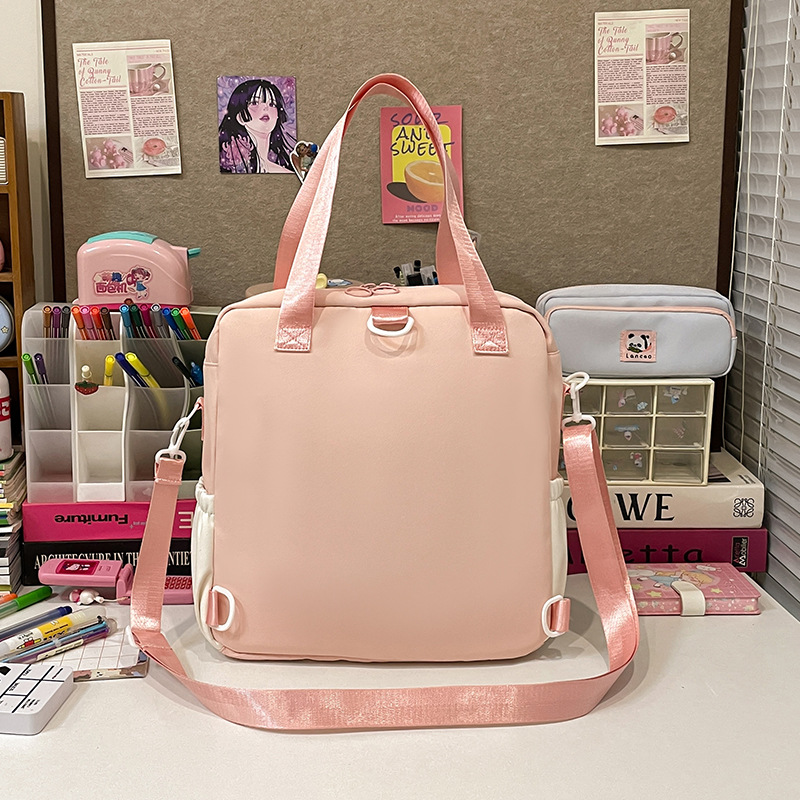 Crossbody bag, Japanese style, ins style, high appearance level, girl tote bag, dopamine color contrast transparent pain bag, middle school supplement Specification drawing