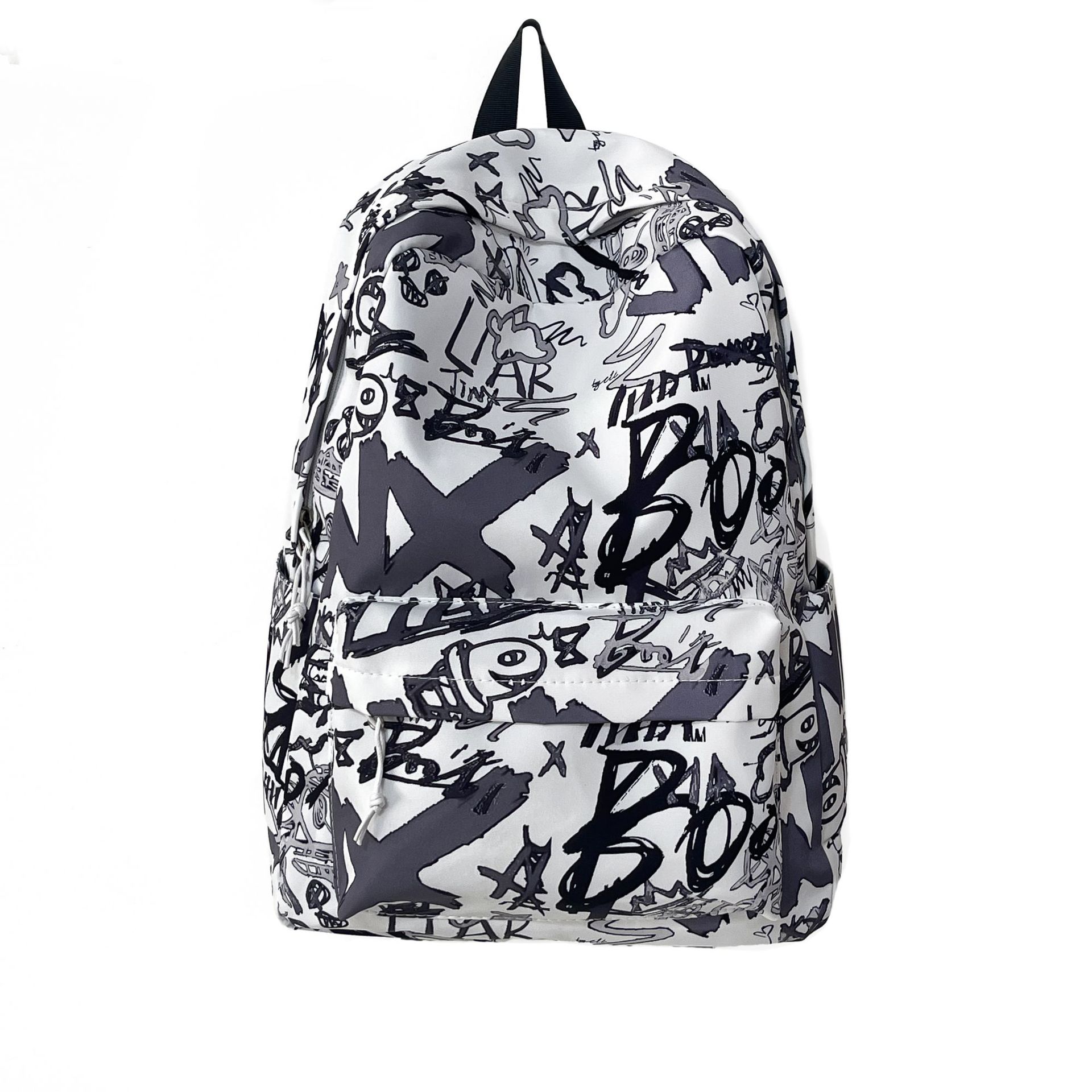 A new Korean-style Instagram backpack with a high level of appearance, trendy and cool personality, and graffiti. It is a lightweight and large-capacity backpack for junior and senior high school students Item Picture