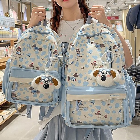 A new high-appearance-level Japanese-style fresh, sweet and cute puppy backpack, a lightweight and large-capacity backpack for junior and senior high school students details Picture