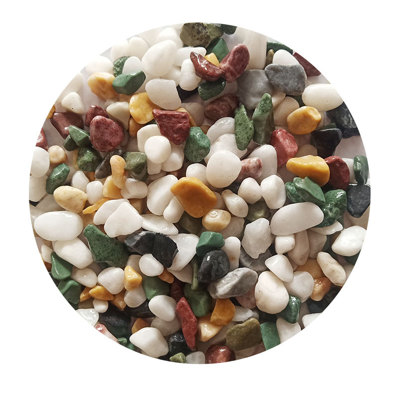 Factory direct delivery of five-color stone potted plant decoration, fish tank landscaping, colored stones, dry landscape, small pebbles, courtyard landscaping, and five-color stones Item Picture