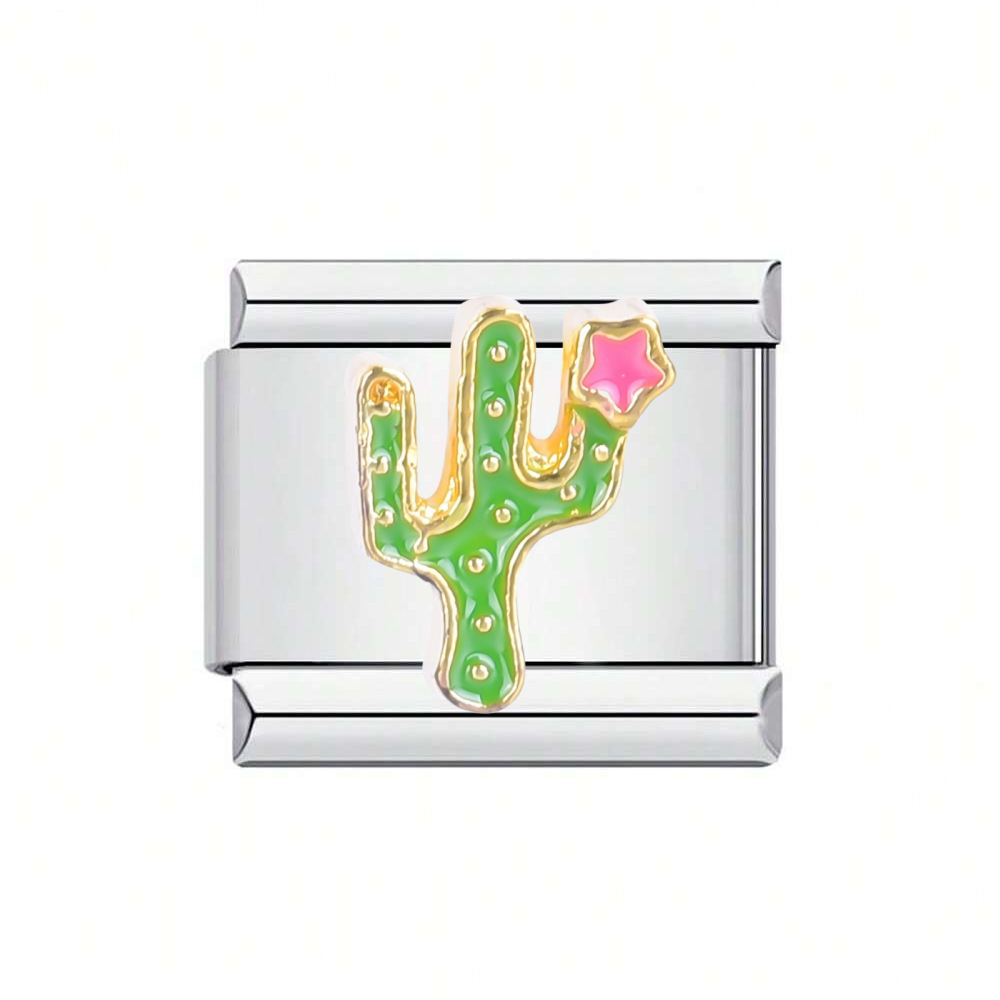 Cross-border DIY jewelry accessories, stainless steel Italian modular bracelet assembly and disassembly, Life tree, coconut tree, cactus Item Picture