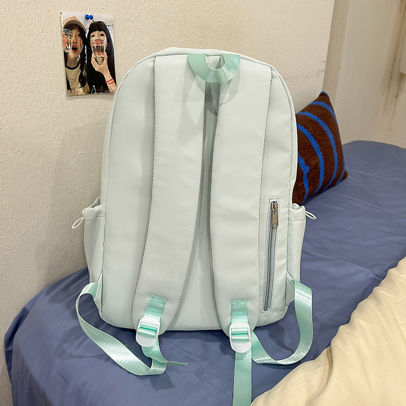 Korean InS-style sweet Japanese soft girl college student backpack, solid color versatile, high appearance level backpack, casual backpack Specification drawing