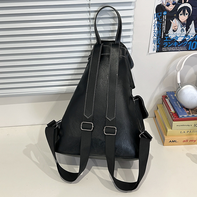 Cross-border 2025 New fashion retro backpack, couple backpack, versatile and simple backpack, personalized student schoolbag Specification drawing