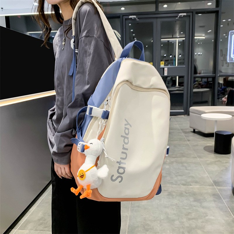 Schoolbag girl on Instagram Korean version, forest-themed color-blocking backpack for junior and senior high school students, college student couple backpack, Japanese style trend Specification drawing