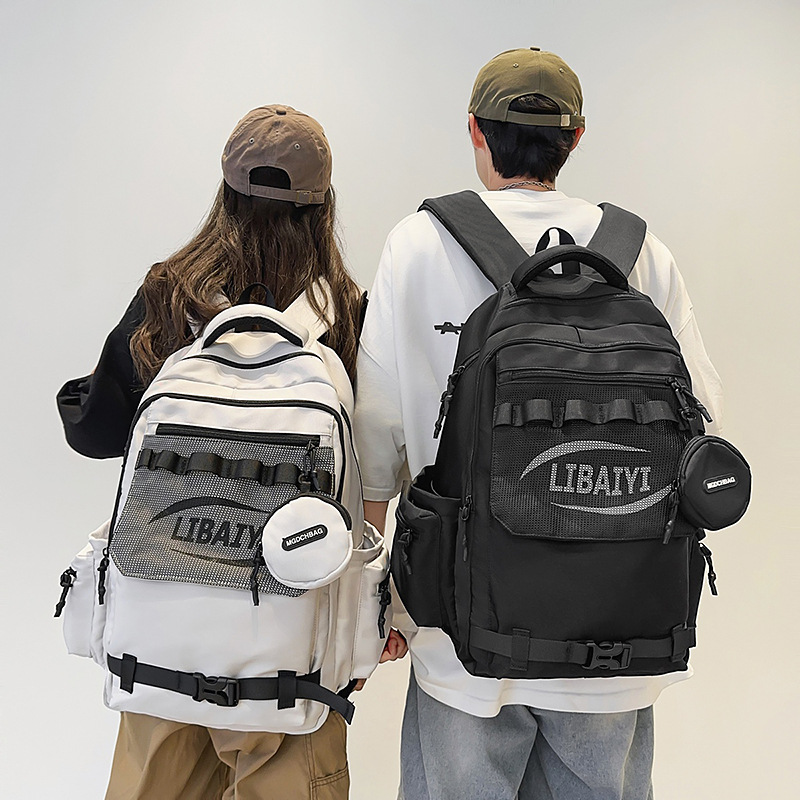 A new high-appearancelevel, niche design, trendy and cool backpack from the Korean version of Instagram, a couple's casual, lightweight and large-capacity backpack details Picture