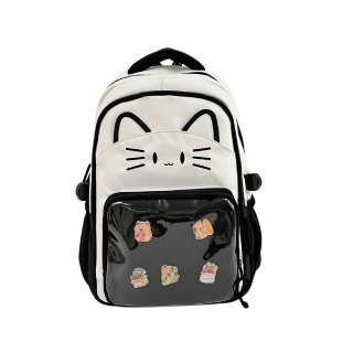 Japanese-style Instagram cute cat backpacks for girls, transparent smudging pain bags, new large-capacity schoolbags for middle school students Item Picture