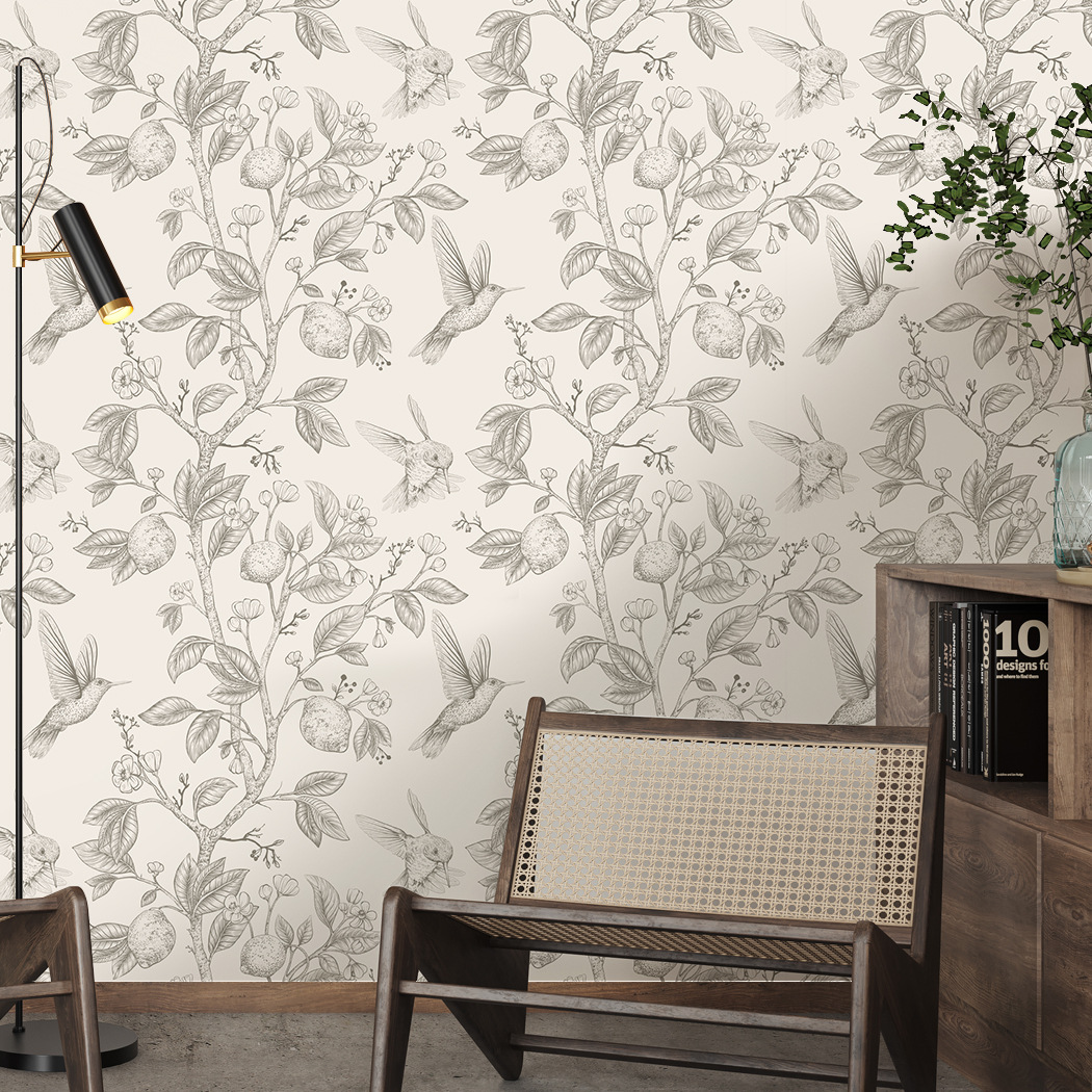 Cross-border wallpaper Flower-and-bird Green Plant self-adhesive wallpaper for living room background renovation, roll wallpaper RW236-250 Application Scenario