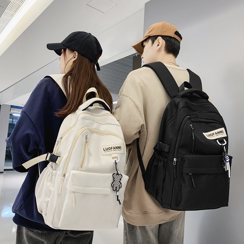 Simple schoolbags for boys, college and high school students, large-capacity backpacks for girls, college-style Korean couple backpacks full figure