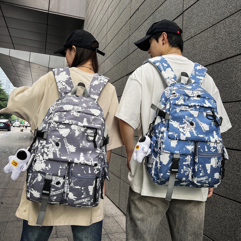 Large-capacity, multi-compartment, trendy and cool schoolbag for junior and senior high school students, niche design sense, versatile backpack, and personalized graffiti backpack full figure
