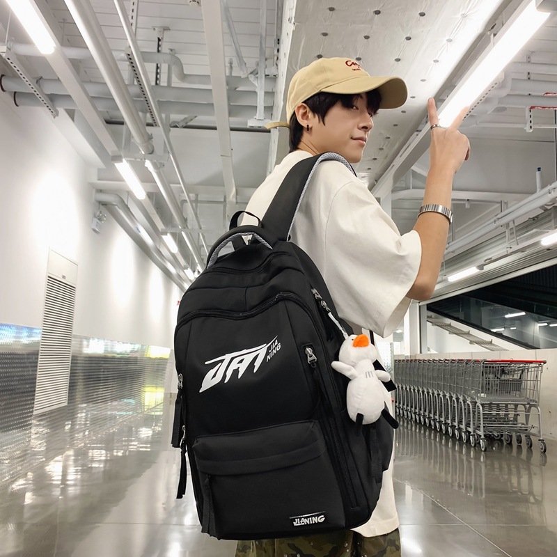Men's Korean high school large-capacity versatile backpack, women's college student fashionable and trendy Instagram backpack, junior high school student details Picture