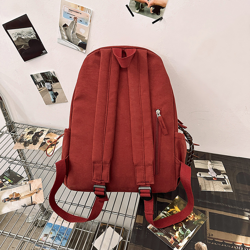 American retro schoolbag for female college students, Korean style Instagram large-capacity backpack for couples, simple travel lightweight backpack Specification drawing