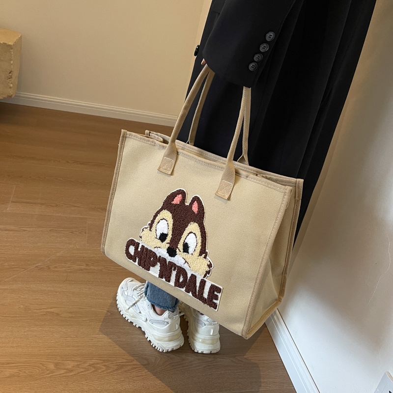 Autumn and winter retro large-capacity canvas bag for women, 2024 new trendy casual versatile handbag, commuting single-shoulder tote bag details Picture
