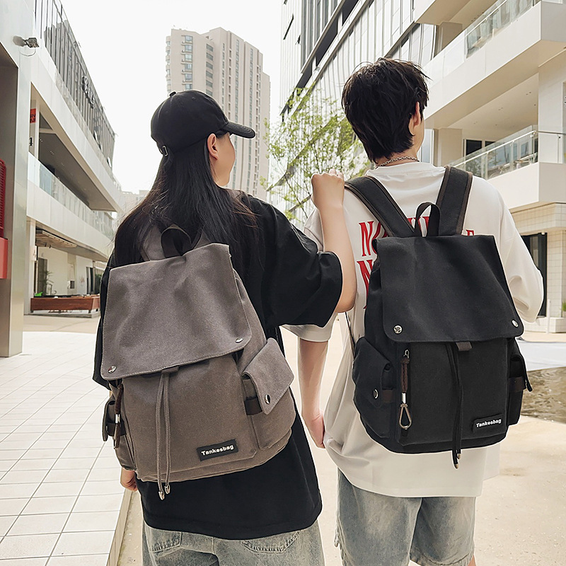 Fashionable Japanese style versatile workwear backpack, ins college student casual large-capacity schoolbag, casual travel backpack details Picture