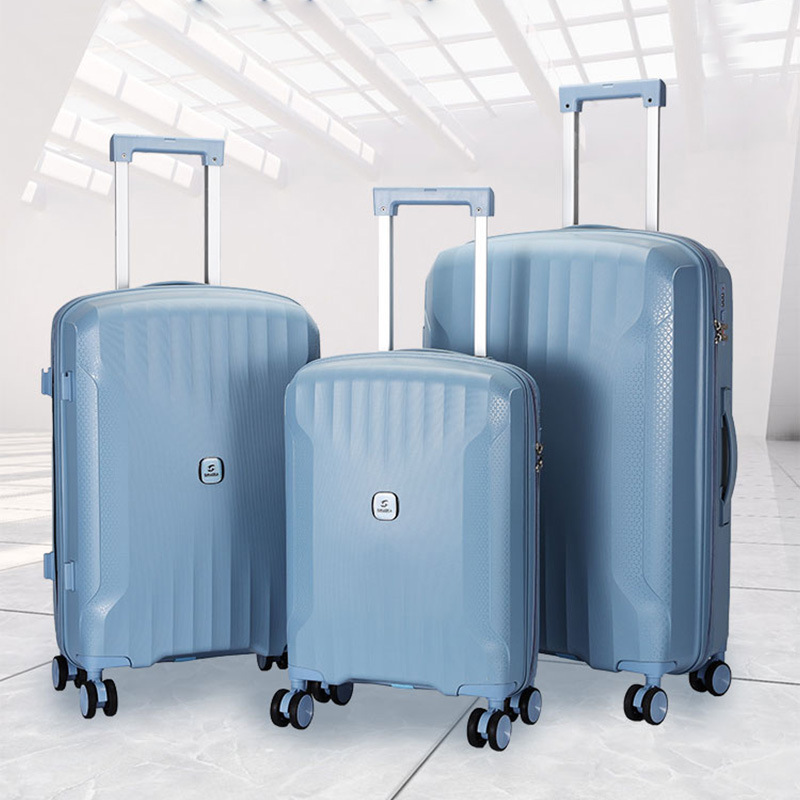 Factory-customized wholesale PP trolley cases, cross-border foreign trade PP hard shell suitcases, zipper style travel cases, three-piece sets full figure