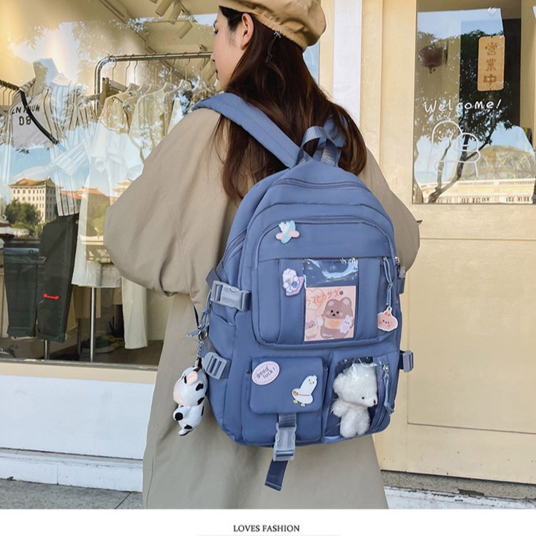 Junior high school student backpack, Korean-style cute girl bear doll backpack, large-capacity sweet student backpack Application Scenario